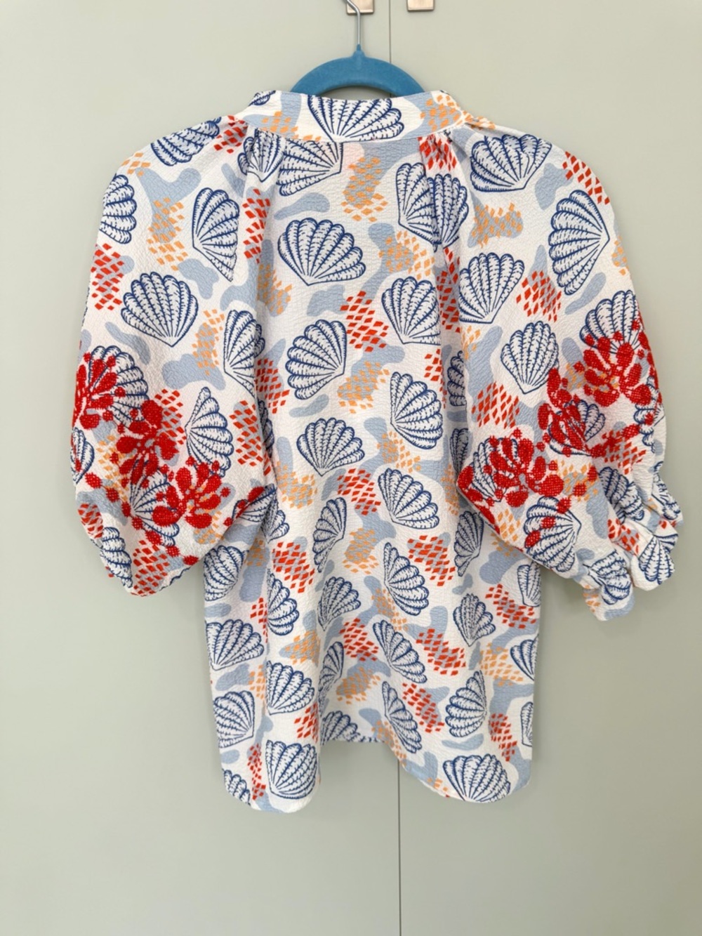 THML She Sell Seashells Embroidered Puff Sleeve Top Blouse - Picture 4 of 6